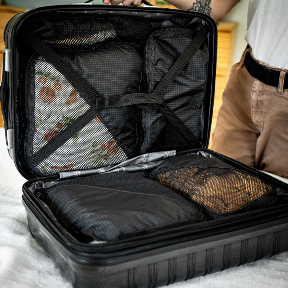 Conforming Compression Cube in a carry on.